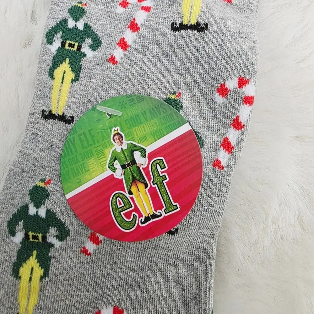 American Eagle Gray Angry Elf Holiday Crew Socks NWT One Size Unisex Christmas
